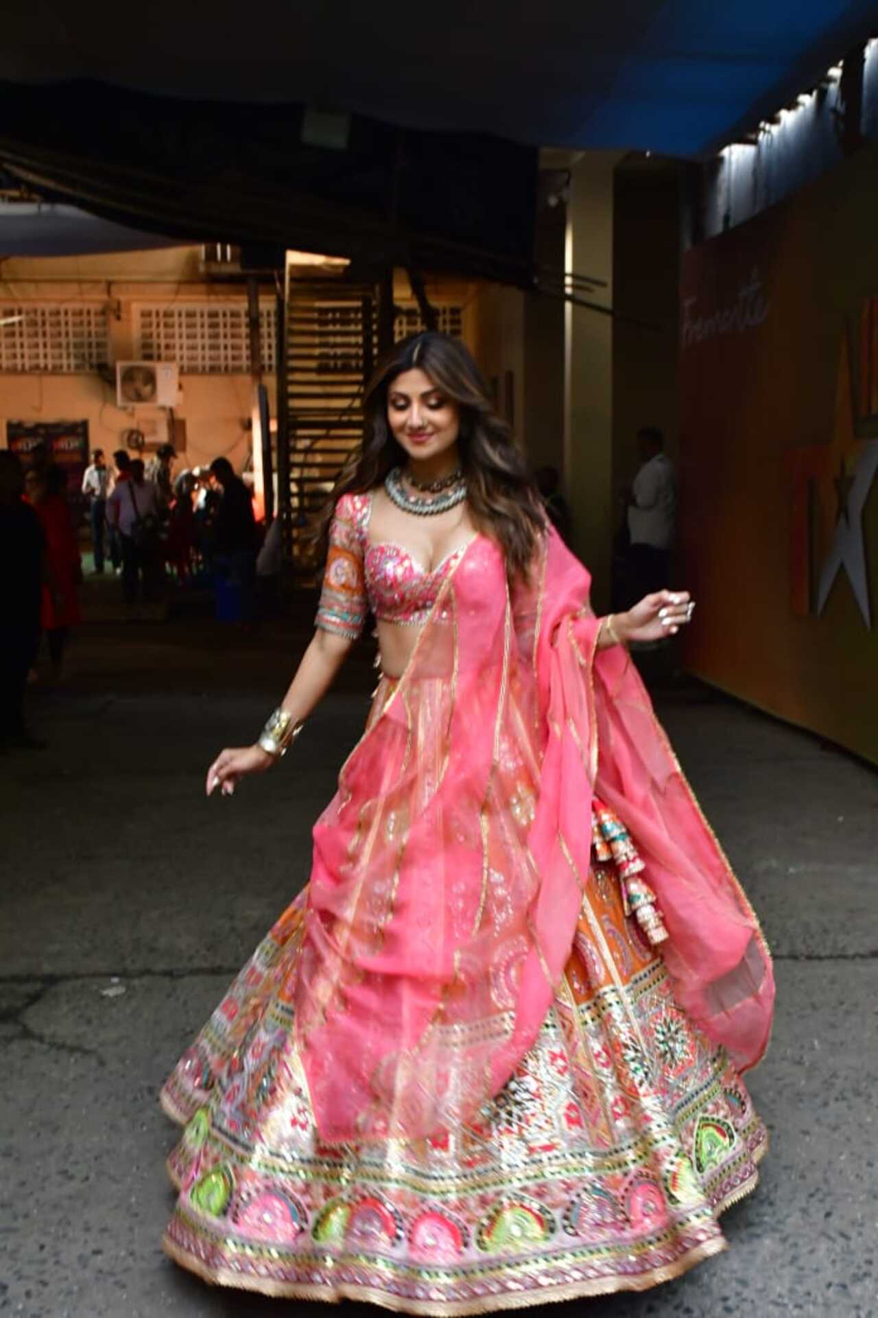 Shilpa Shetty looked pretty in a pink lehenga